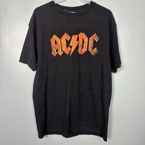Vintage Y2K AC/DC Graphic Shirt Black Large Rock Band Music Merch